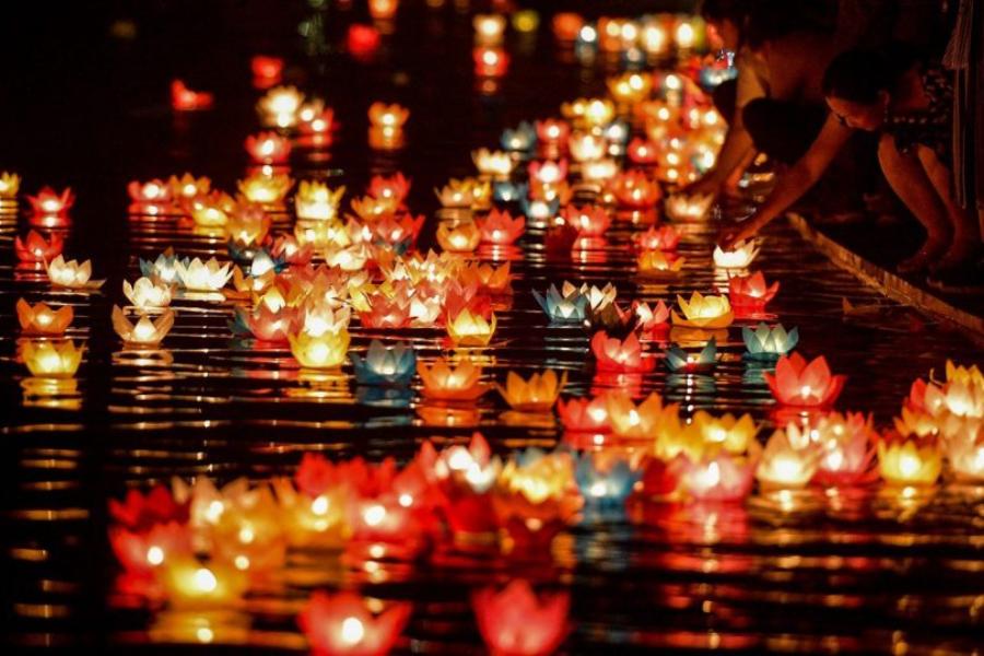 Releasing Lanterns on the River